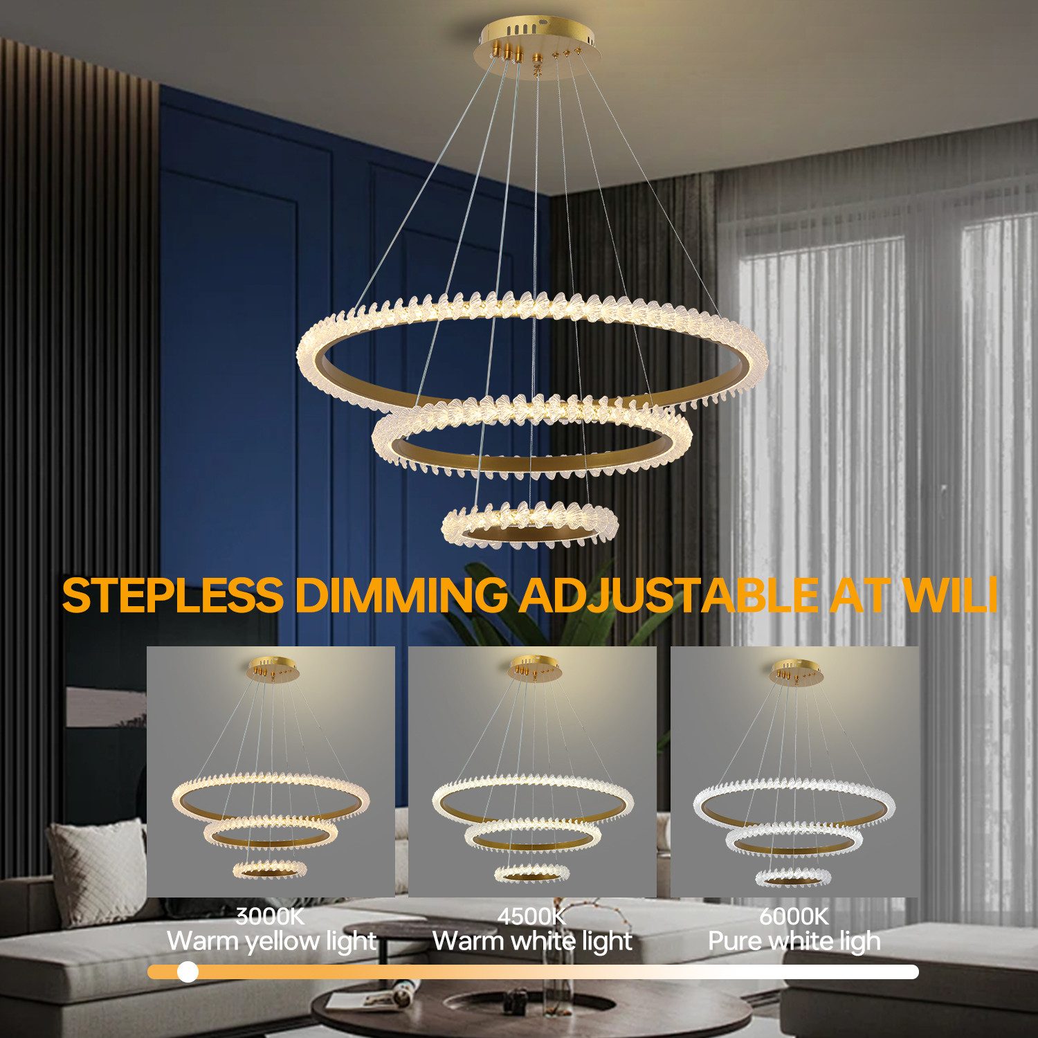 JDONG Pendelleuchte Kristall Hängeleuchte 72W Dimmbar mit Fernbedienung, Wa günstig online kaufen