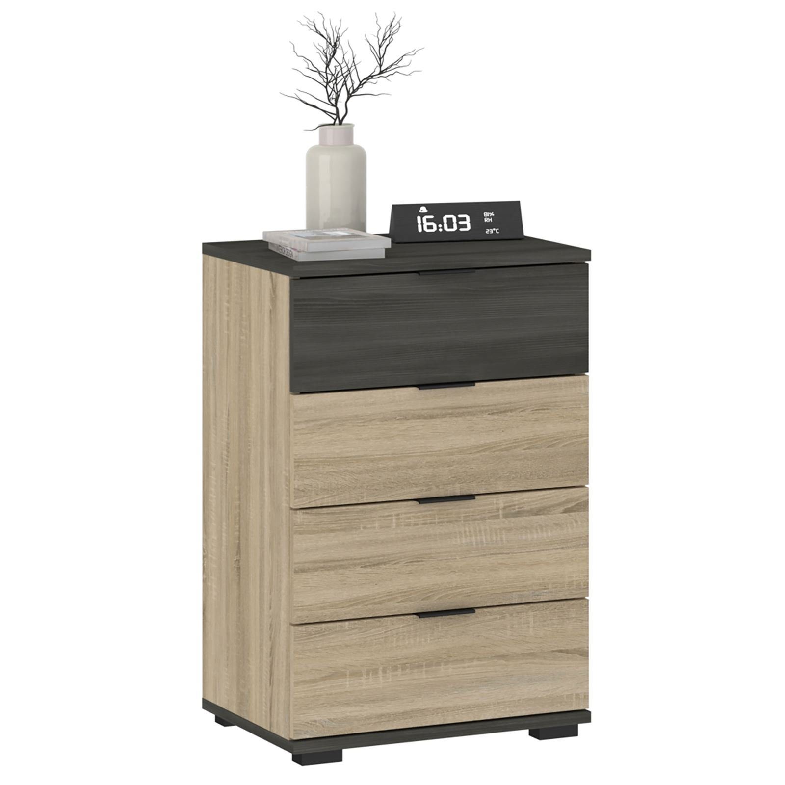 CARO-Möbel Nachtkommode PIANO, Kommode Nachttisch für Boxspringbetten mit 4 Schubladen Nachtschrank m