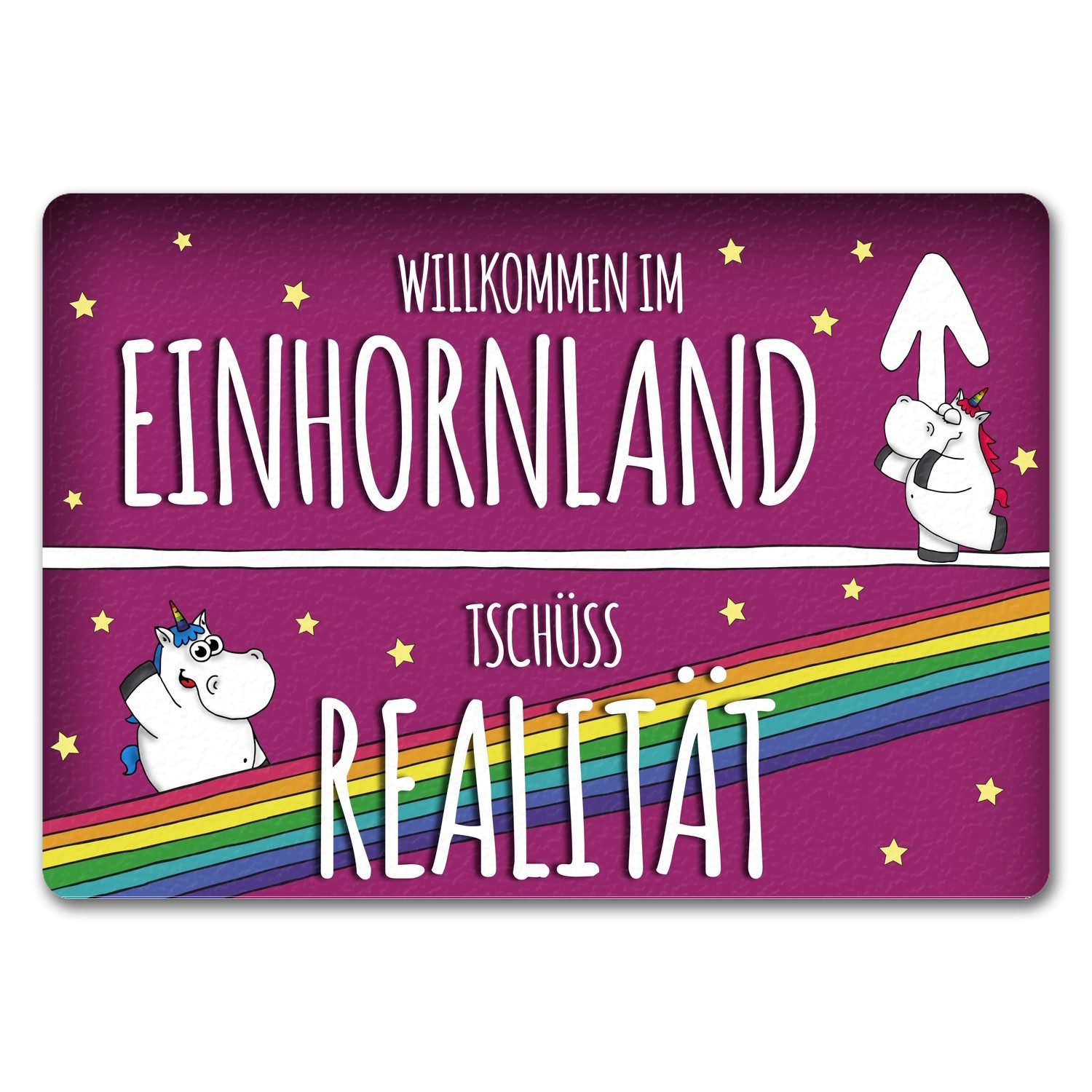 Fußmatte Willkommen im Einhornland Fußmatte randlos mit Honeycorns Motiv