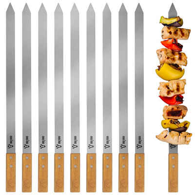 BBQ-Toro Grillspieß Edelstahl Grillspieße mit Holzgriff (10 Stück), 50 cm, Spießset (Set, 10-St., 10 Stück), 10-teilig