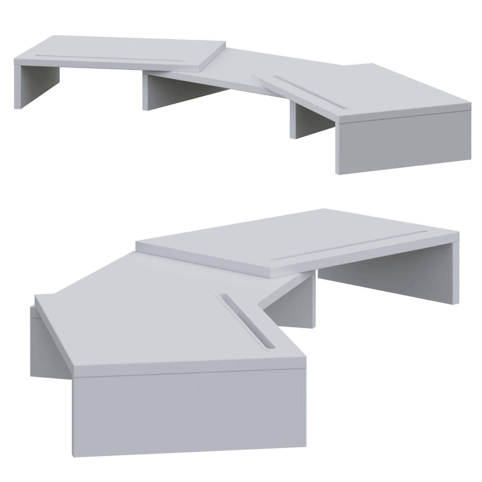 HAGO Schreibtischaufsatz Set drehbar Monitorständer weiß Auflage 3-tlg. Unterbau Tischhalterung