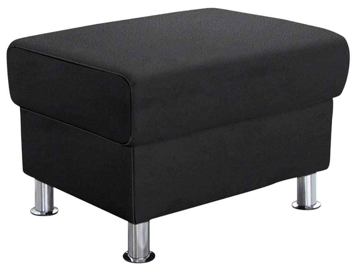 TRENDMANUFAKTUR Hocker Rondo, Polsterhocker zur Serie, Breite 67 cm, Füße chromfarben, Fußhocker wahlweise mit Federkern, in verschiedenen Bezügen bestellbar