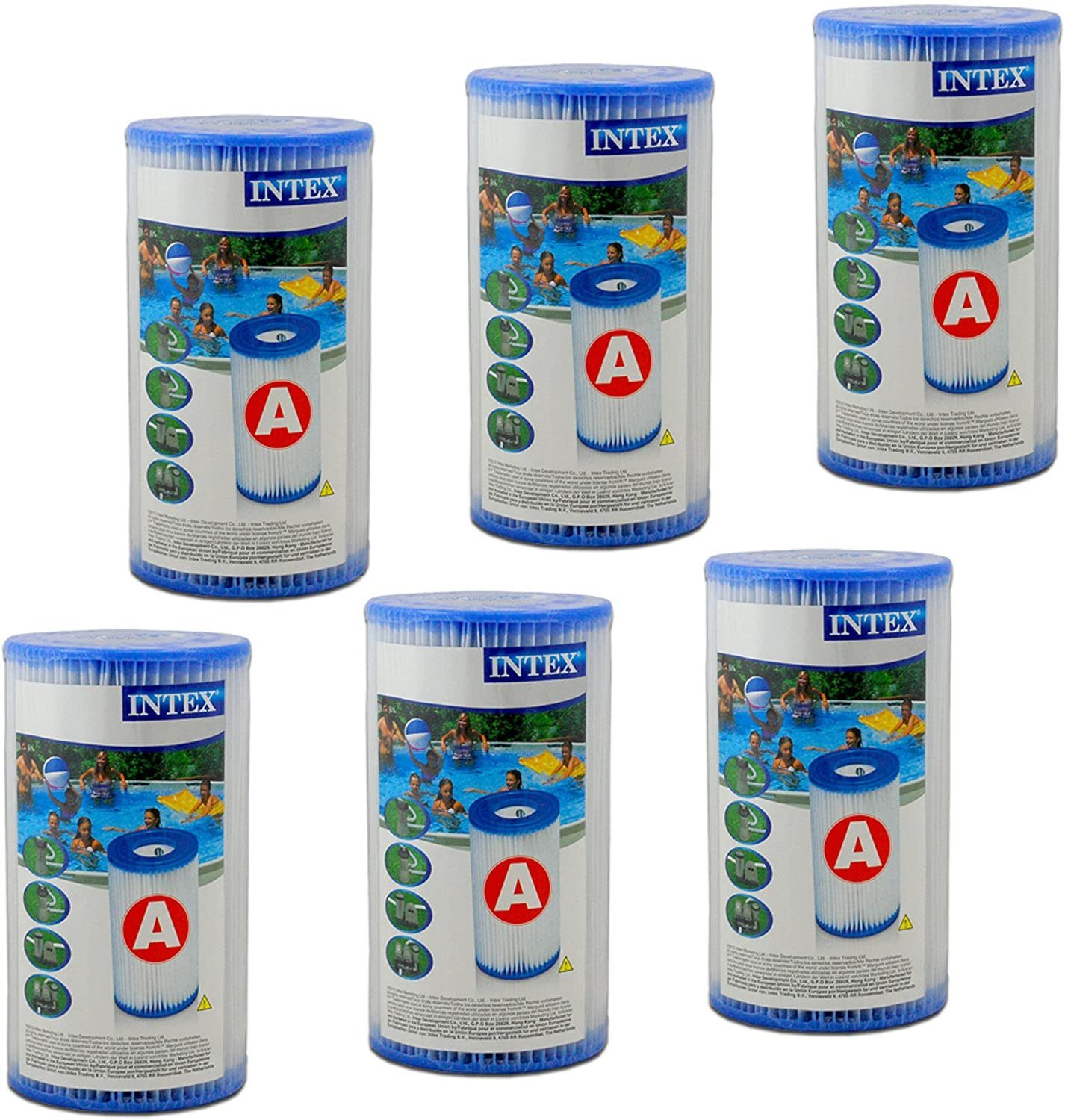 Intex Pool-Filterkartusche Intex Filterkartusche Typ A, weiß, Ø 4,7 cm (Innen), 6 Stück, Für sauberes Poolwasser, einfache Installation