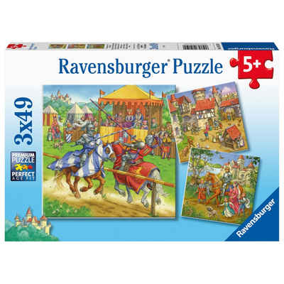 Ravensburger Puzzle »Ritterturnier im Mittelalter 3 x 49 Teile«, Puzzleteile