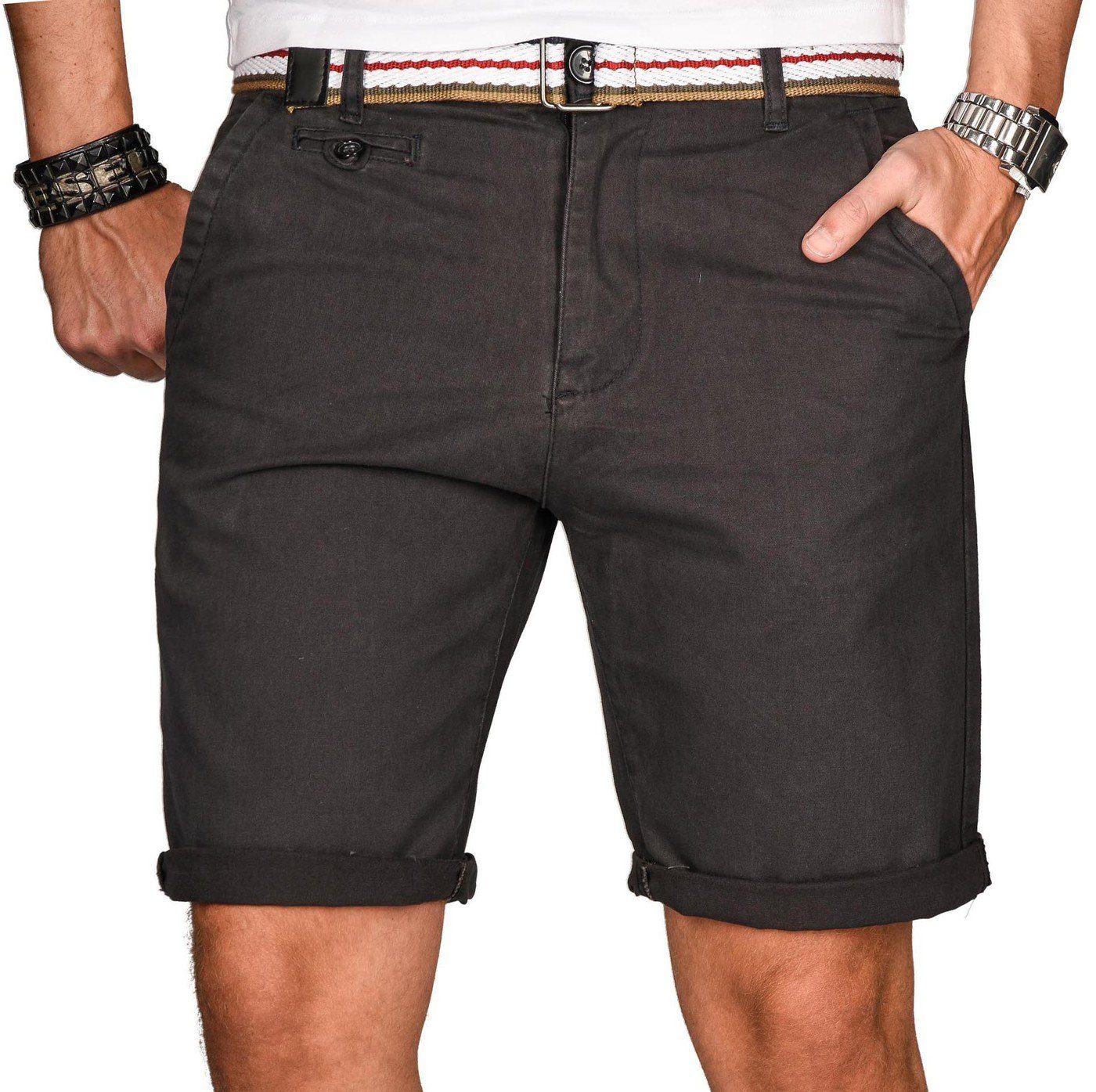 Shorts Herren mit Gürtel – Baumwoll Shorts Regular Fit