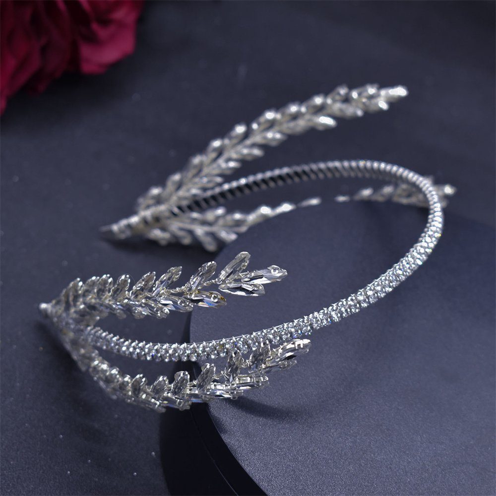 Silber GLAMO Braut-Haarbänder, Diamant-Haarschmuck,Hochzeits-Haarschmuck Diadem