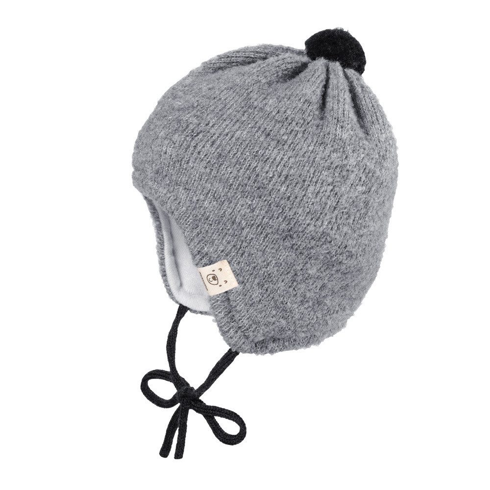 Strickmütze BABY-Mütze, ausgenäht Minipompon, Futter