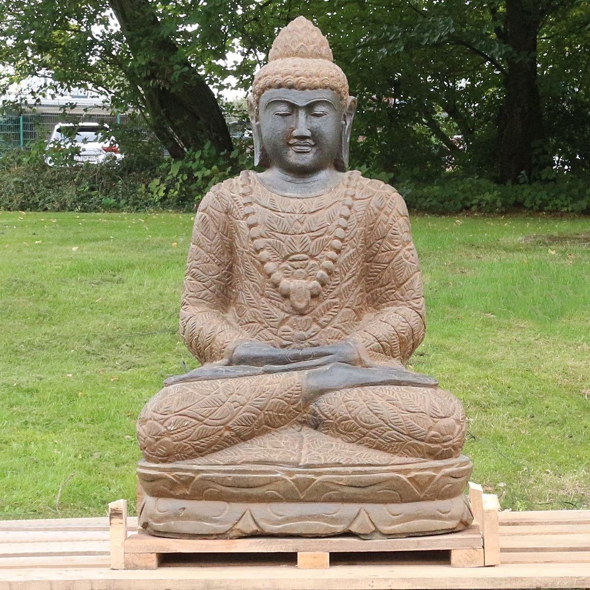 Oriental Galerie Dekofigur Buddha Figur Greenstone Antik Meditation 100 cm (1 St), traditionelle Herstellung in Handarbeit im Ursprungsland