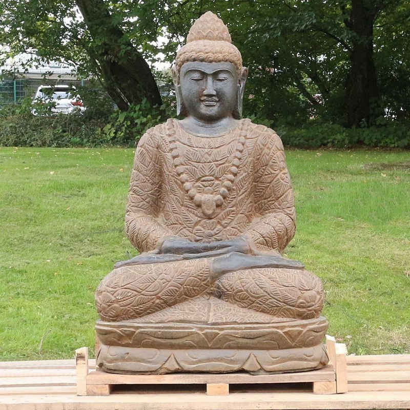 Oriental Galerie Dekofigur Buddha Figur Greenstone Antik Meditation 100 cm (1 St), Wetterfest, groß, Garten
