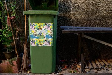 MuchoWow Wandsticker Dschungel - Tiere - Pflanzen - Farben (1 St), Mülleimer-aufkleber, Mülltonne, Sticker, Container, Abfalbehälter