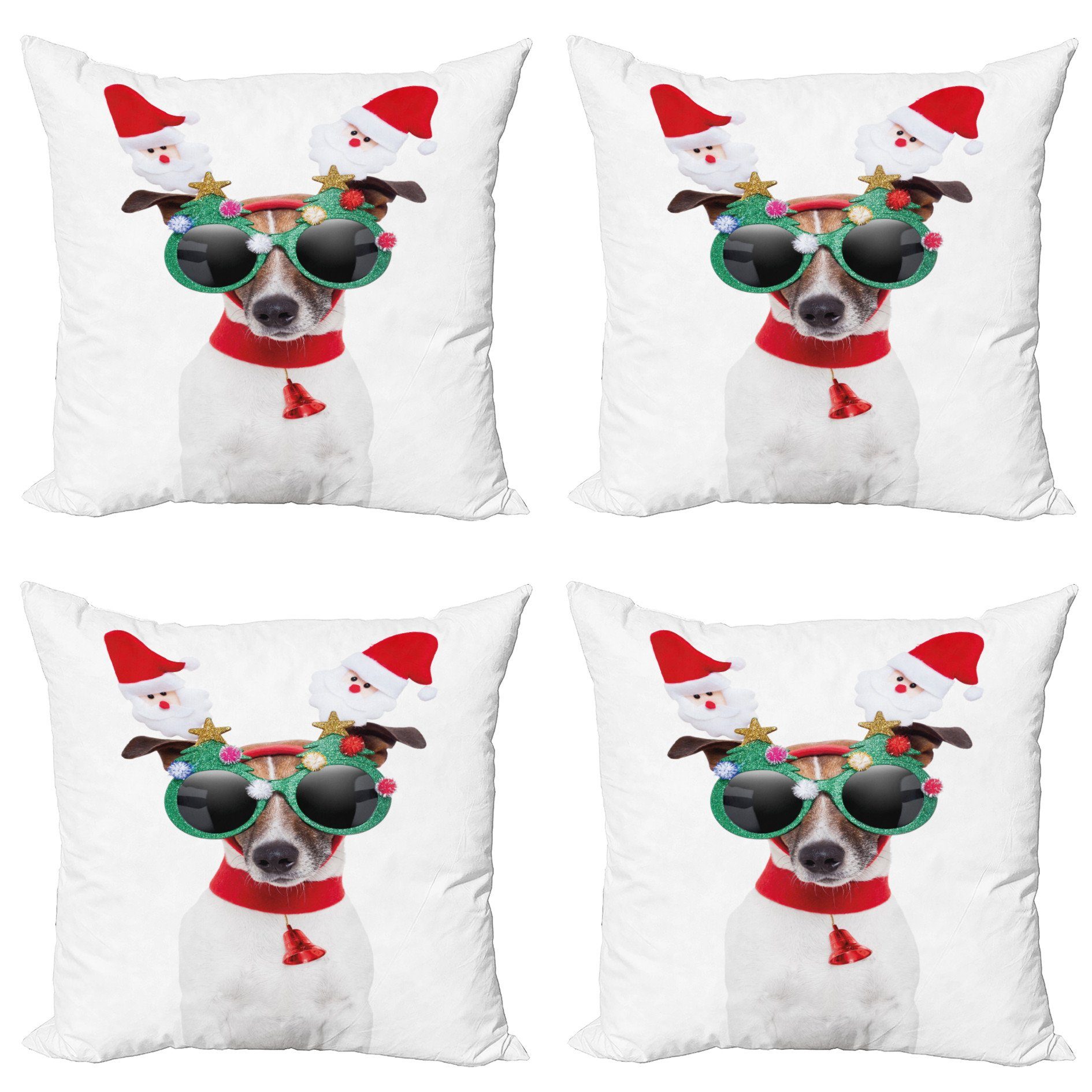 Kissenbezüge Modern Accent Doppelseitiger Digitaldruck, Abakuhaus (4 Stück), Weihnachten Lustige Hundesonnenbrillen
