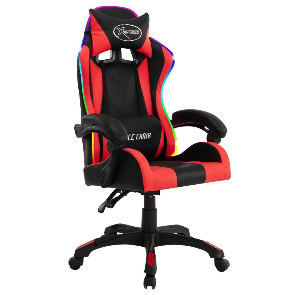 LED-Leuchten Gaming-Stuhl schwarz schwarz Schwarz Bürostuhl St) Kunstleder | RGB Rot vidaXL und und Rot (1 Rot und mit