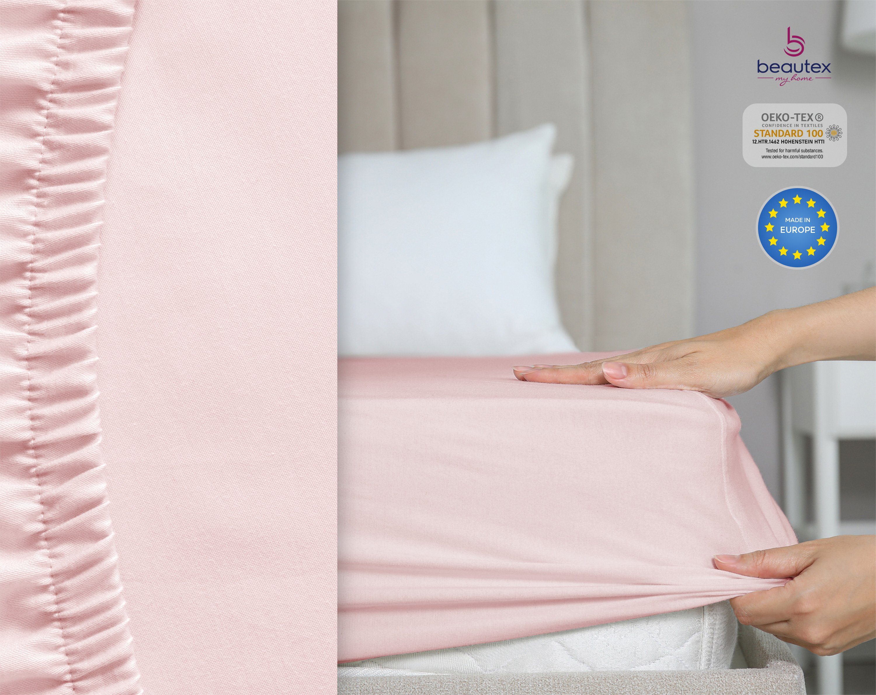 Beautex Spannbettlaken Spannbetttuch Bettlaken aus gekämmter Baumwolle Prem günstig online kaufen