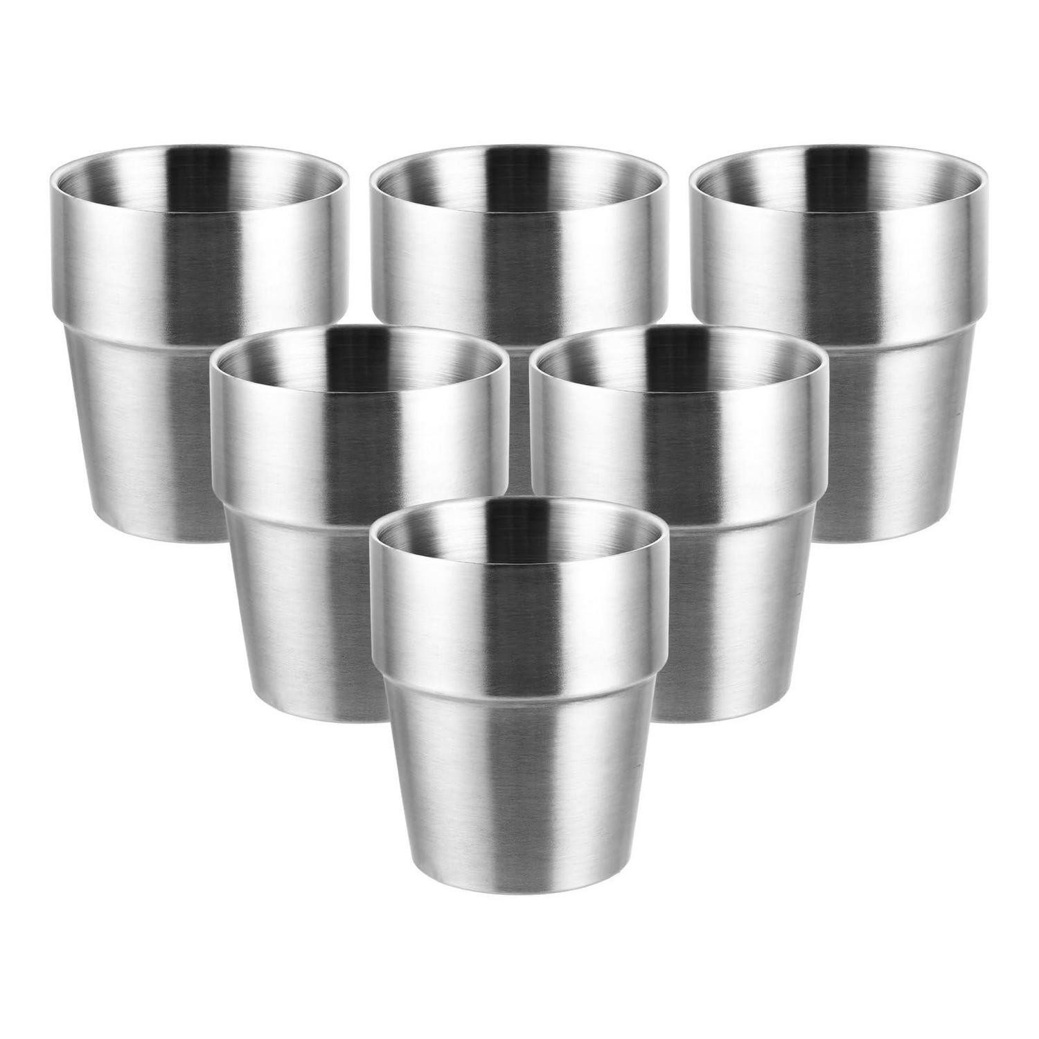 LuxusKollektion Becher Edelstahl Becher 300ml Doppelwandig Silber 6er Set, Metall