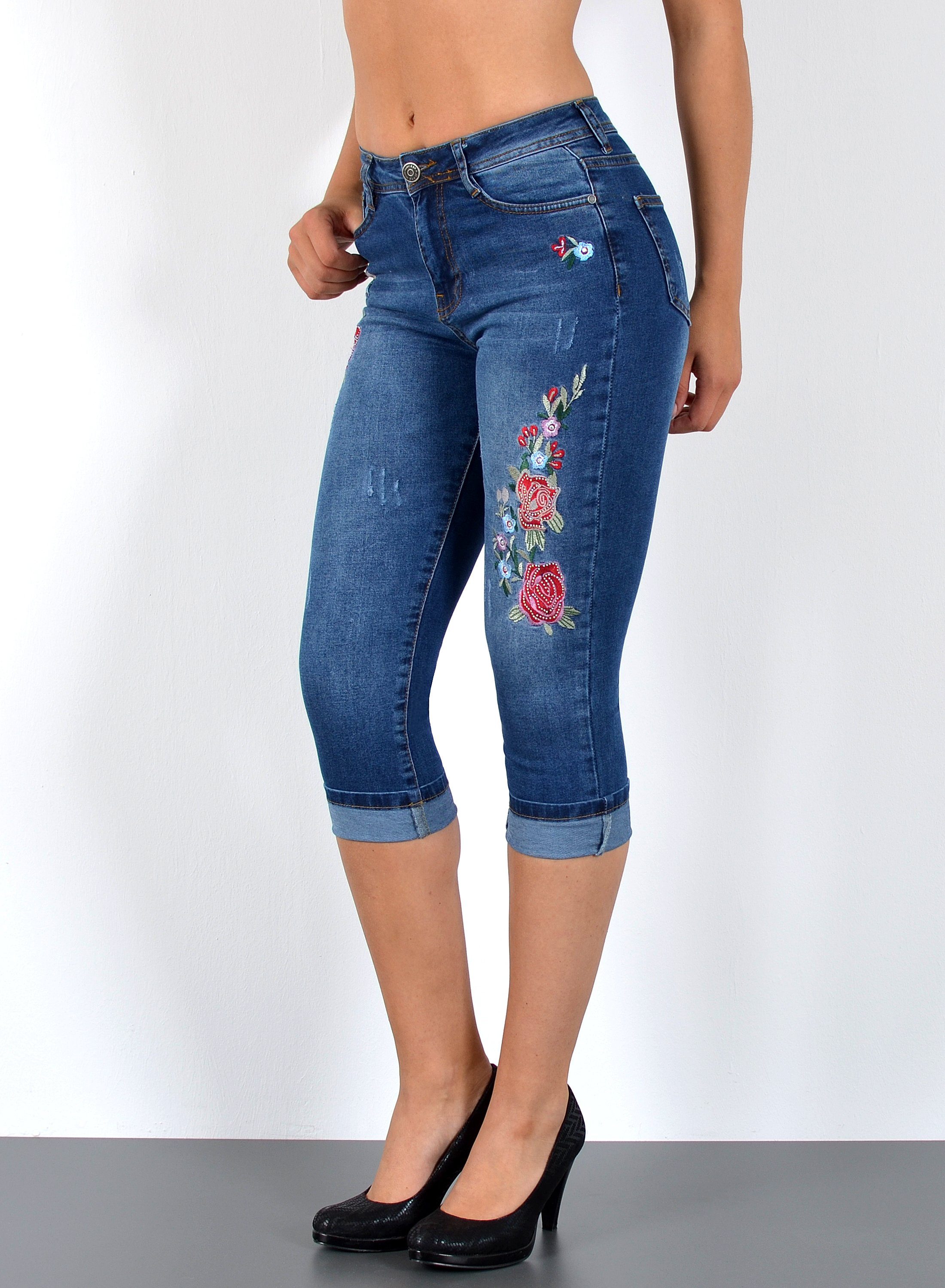 ESRA Caprijeans Damen 3/4 Jeans Hüftjeans günstig online kaufen