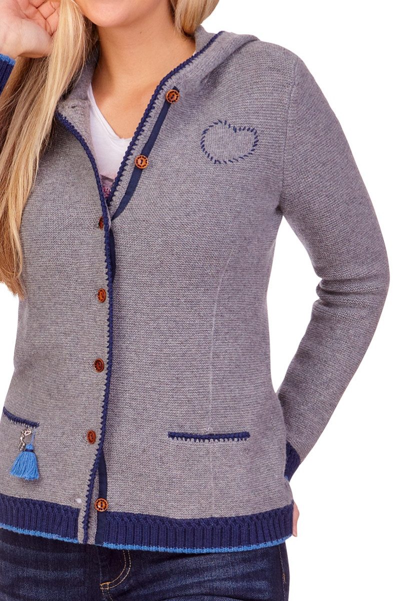 Spieth & Wensky Trachtenstrickjacke Trachten Strickjacke - TIWA - hellgrau, nuss