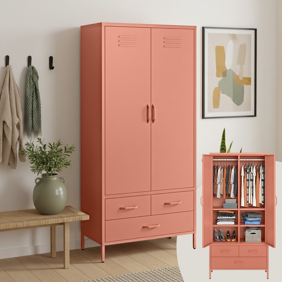skølm Kleiderschrank Atria (Metall Kleiderschrank) Doppeltür mit 3 Schublad günstig online kaufen