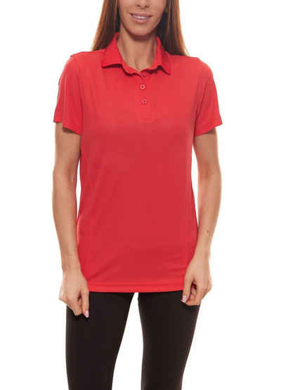 Meru Rundhalsshirt me°ru´ Wembley Polo-Hemd zeitloses Polo-Shirt für Damen in frischen Farben T-Shirt Rot