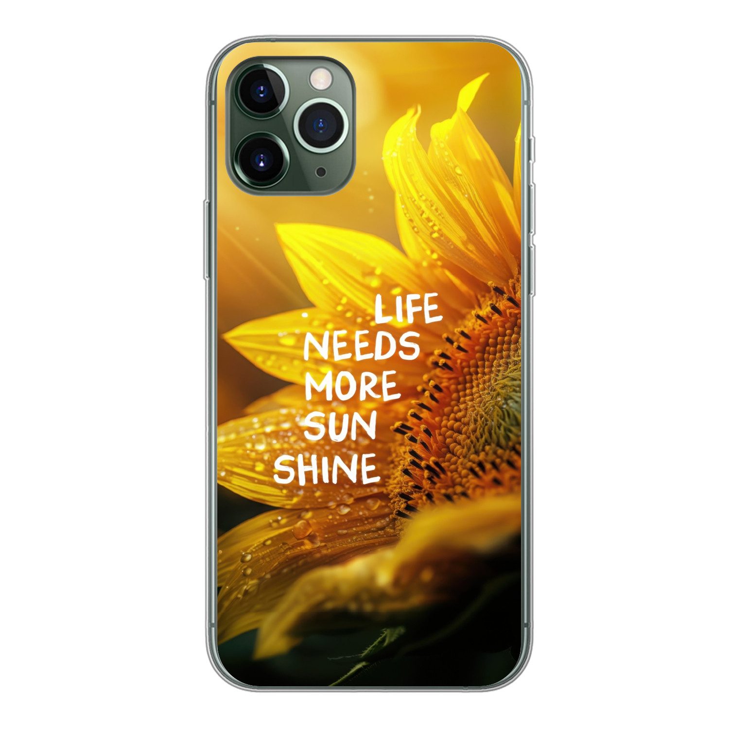 MuchoWow Handyhülle für Apple iPhone 11 Pro Sonnenblume - Nahaufnahme - Gelb - Zitat, Smartphone-Bumper, Print, Handy Schutzhülle Dünn