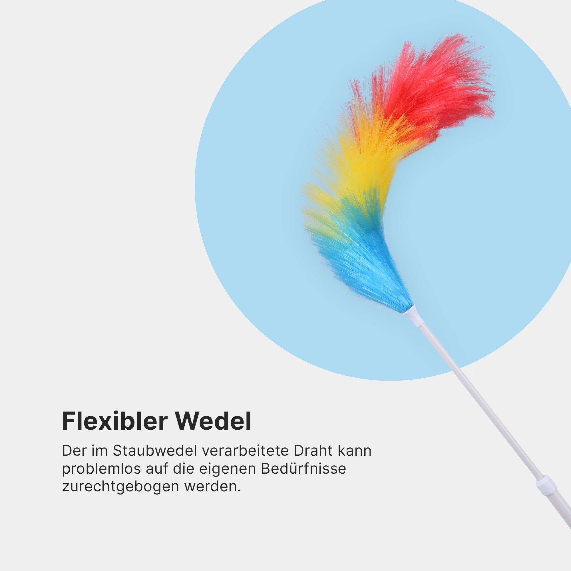 Bestlivings Staubwedel Teleskop bunt (1-6er Pack, 1-St), Kunststoff, geringes Gewicht 110 g, 74cm bis max. 97cm ausziehbar