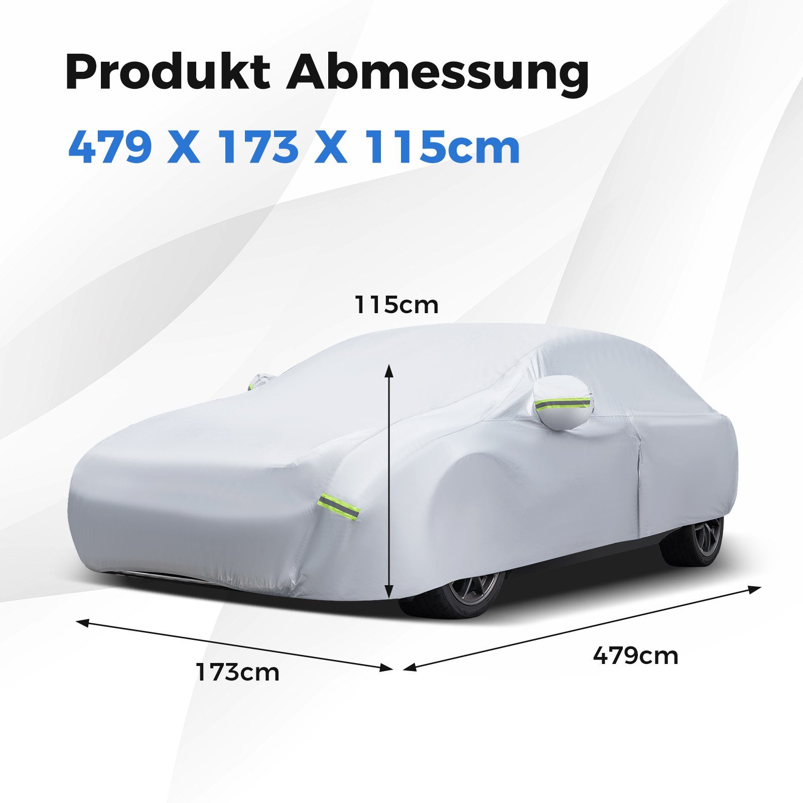 COSTWAY Autoplane, Reißverschluss Reflektorstreifen, für Limousine bis 479cm