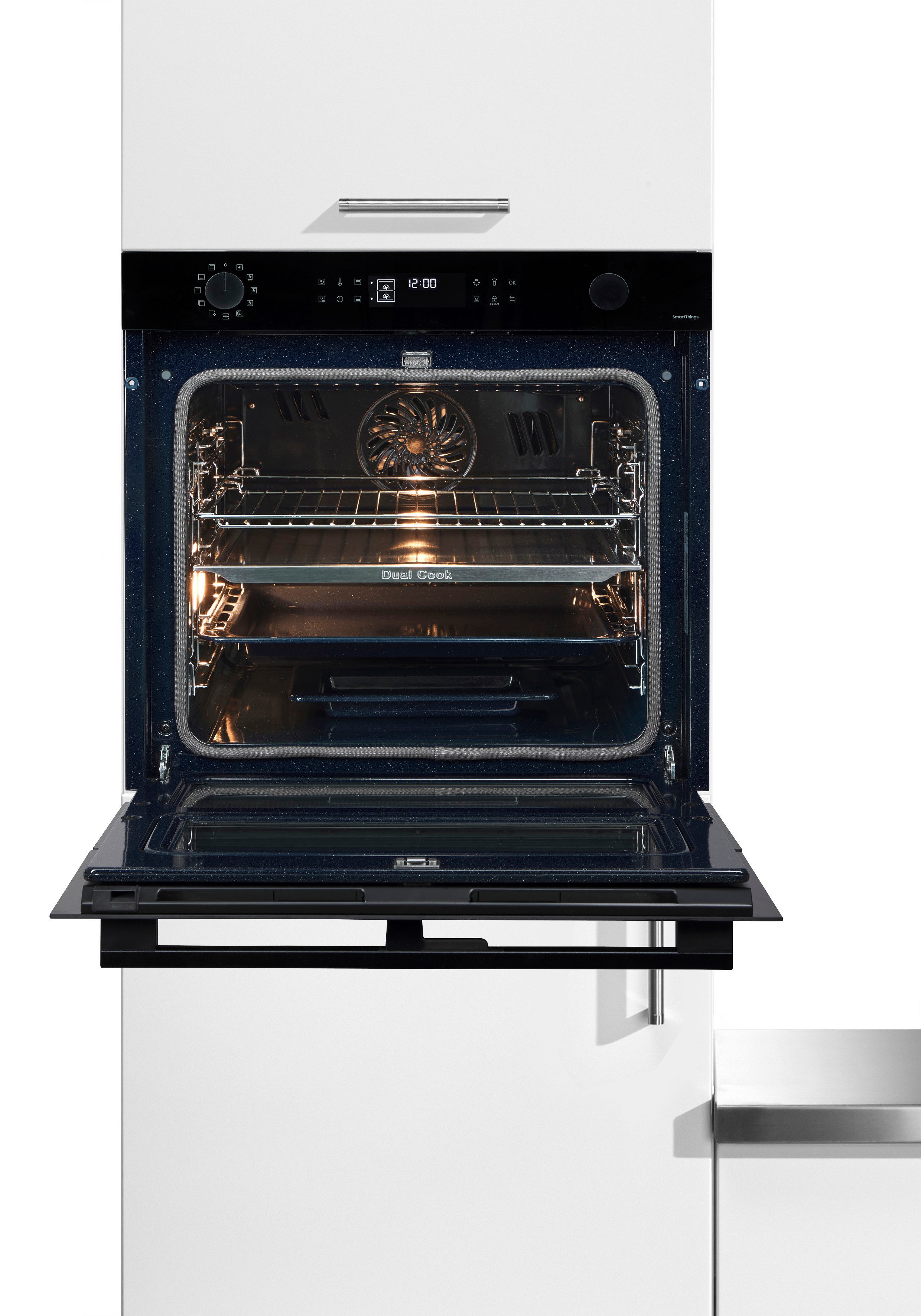 Samsung Einbaubackofen Serie 4 NV7B45502AK/U1, Pyrolyse-Selbstreinigung, Dual Cook Flex – Ein Ofen. Zwei Garräume. Flexible Tür.