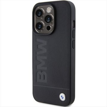 BMW Smartphone-Hülle BMW Apple iPhone 15 Pro Schutzhülle Case Leather Hot Stamp Schwarz