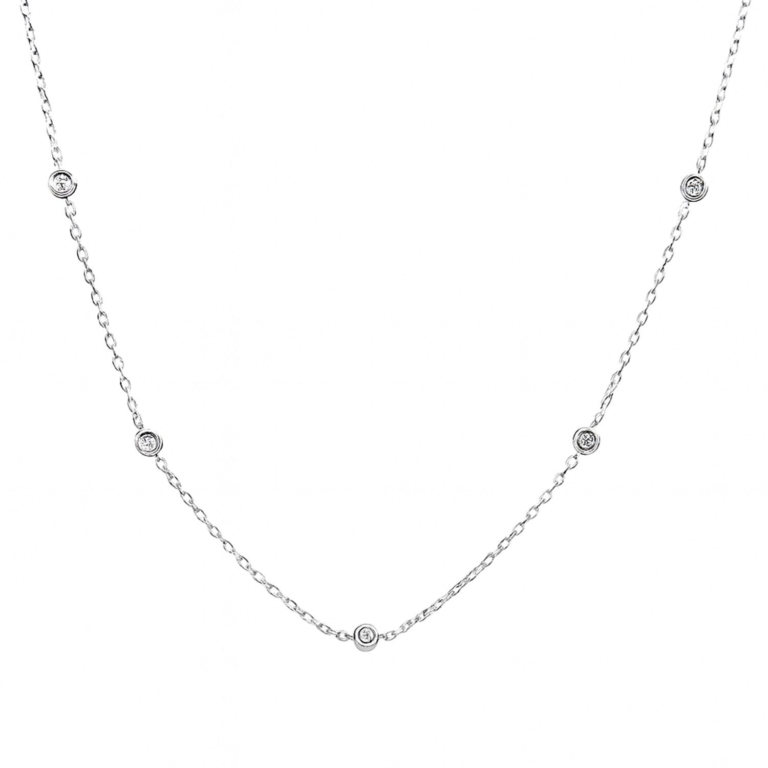Collierkettchen Halskette „Calliope“ 925 Silber rhodiniert – Zirkonia, 42+3 cm