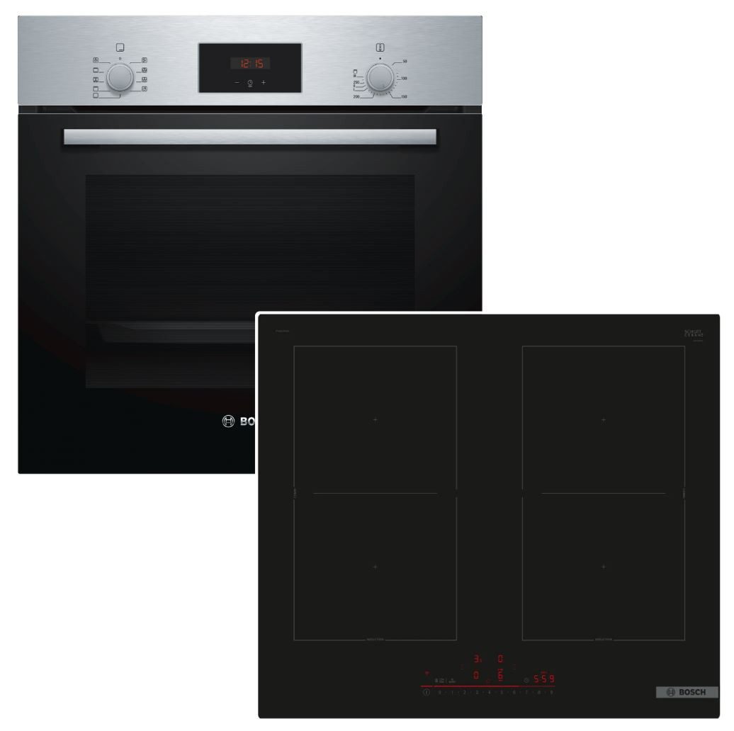 BOSCH Backofen-Set Schnellaufheizung Teleskop+Induktionskochfeld Home Connect autark 60cm
