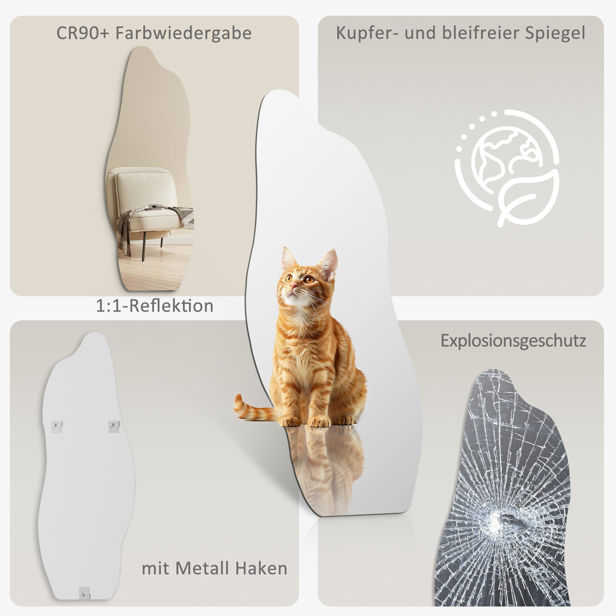 Hopibath Wandspiegel Ganzkörper 165x60cm Ganzkörperspiegel ohne Rahmen (Flu günstig online kaufen