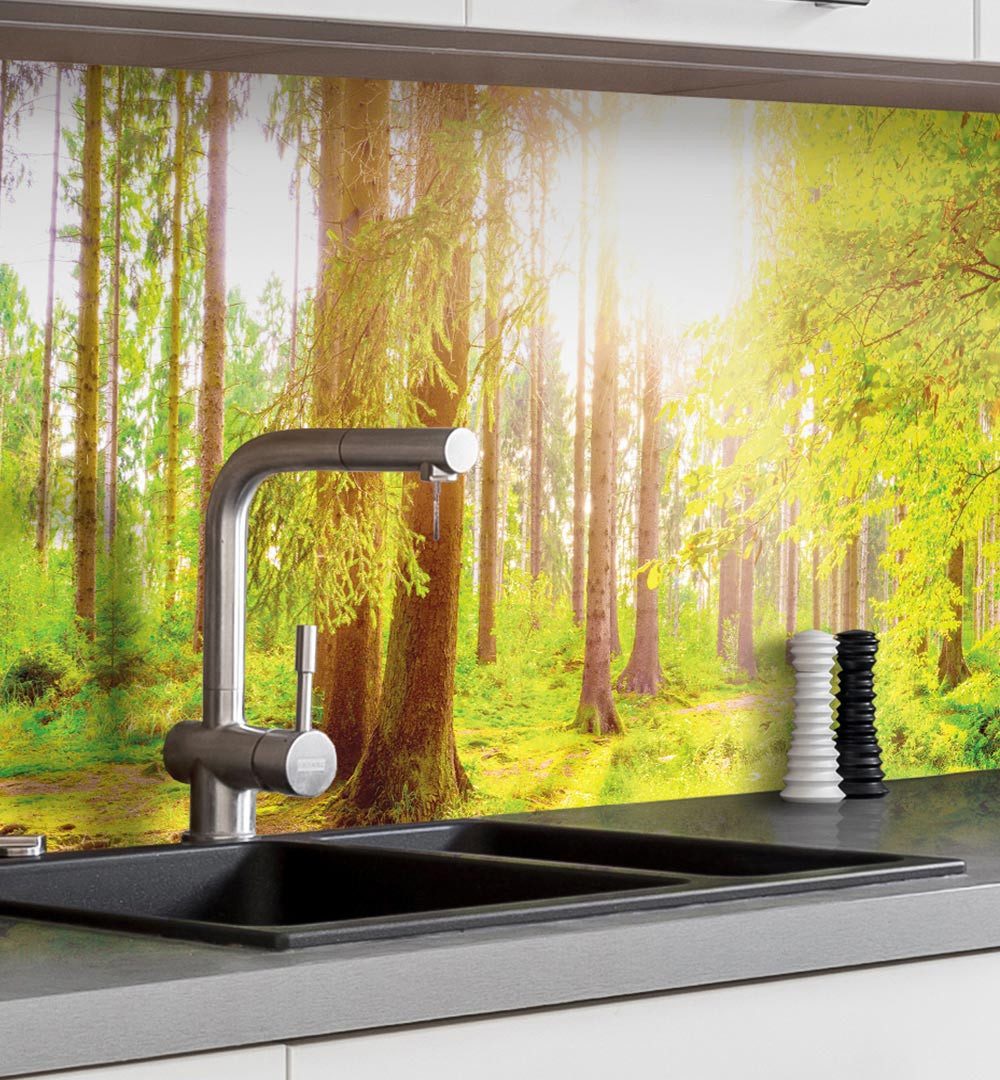 MyMaxxi Dekorationsfolie Küchenrückwand selbstklebend Wald Spritzschutz günstig online kaufen