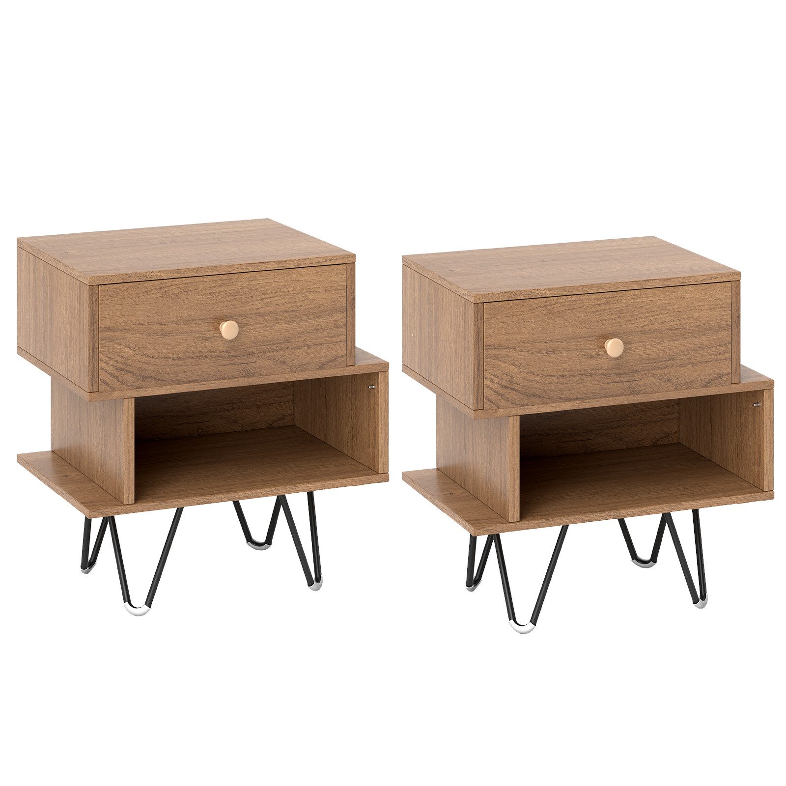 COSTWAY Nachttisch (2-St), 2er Set, mit Schublade & offenem Fach günstig online kaufen