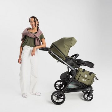 LOVY Kombi-Kinderwagen 3 in 1 Set. Eingeschlossen: Babywanne, Babyschale für das Auto, Sportsitz, Wickeltasche, Regenschutz und ein Moskitonetz.