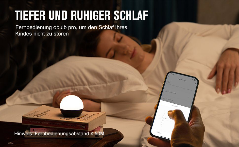 und OLIGHT Dynamische Farbenfrohe Nachtlicht App-Steuerung mit Obulb Grau S Lichtkugel Pro