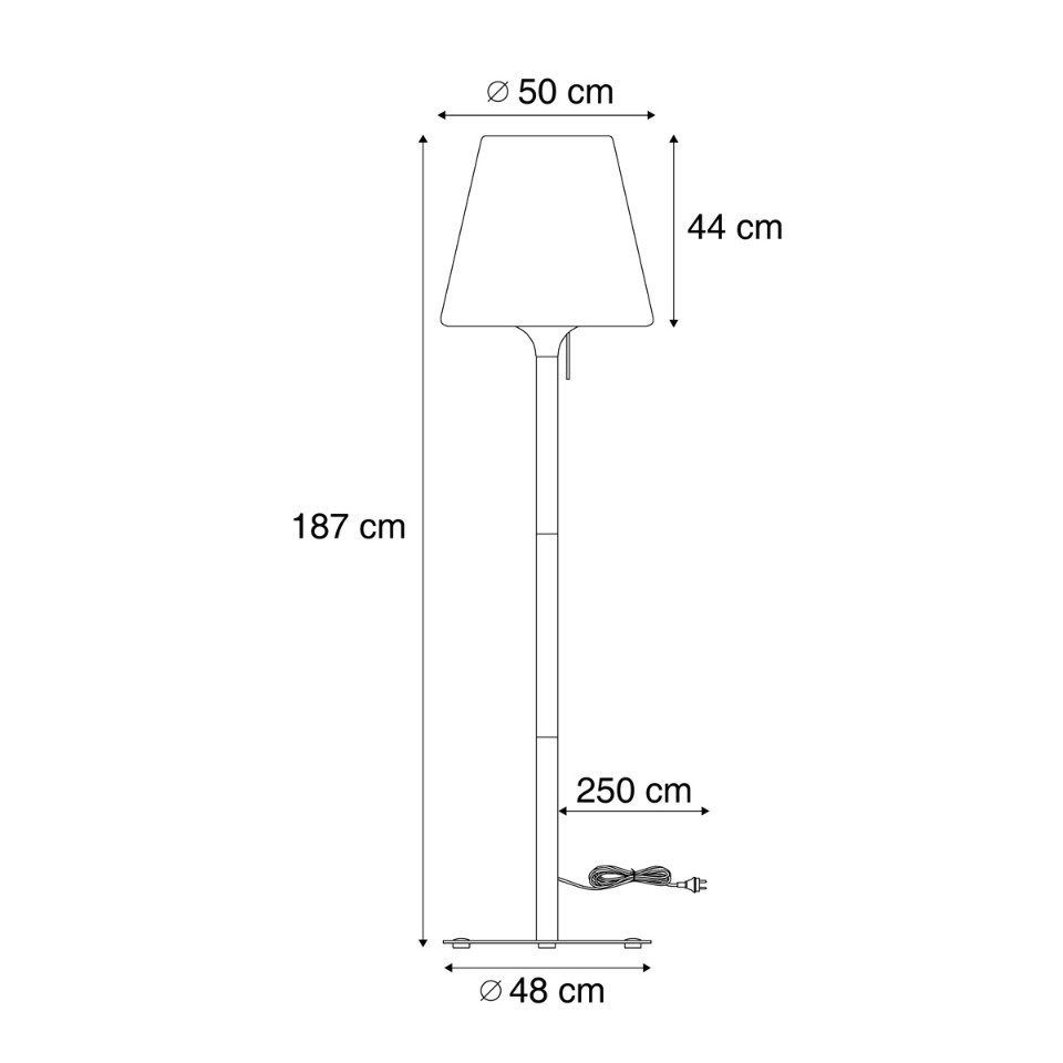Qazqa Außen-Stehlampe Virginia, ohne Leuchtmittel, Warmweiß, QAZQA Außen Boden­leuchte, e27, Beige, Metall, Modern