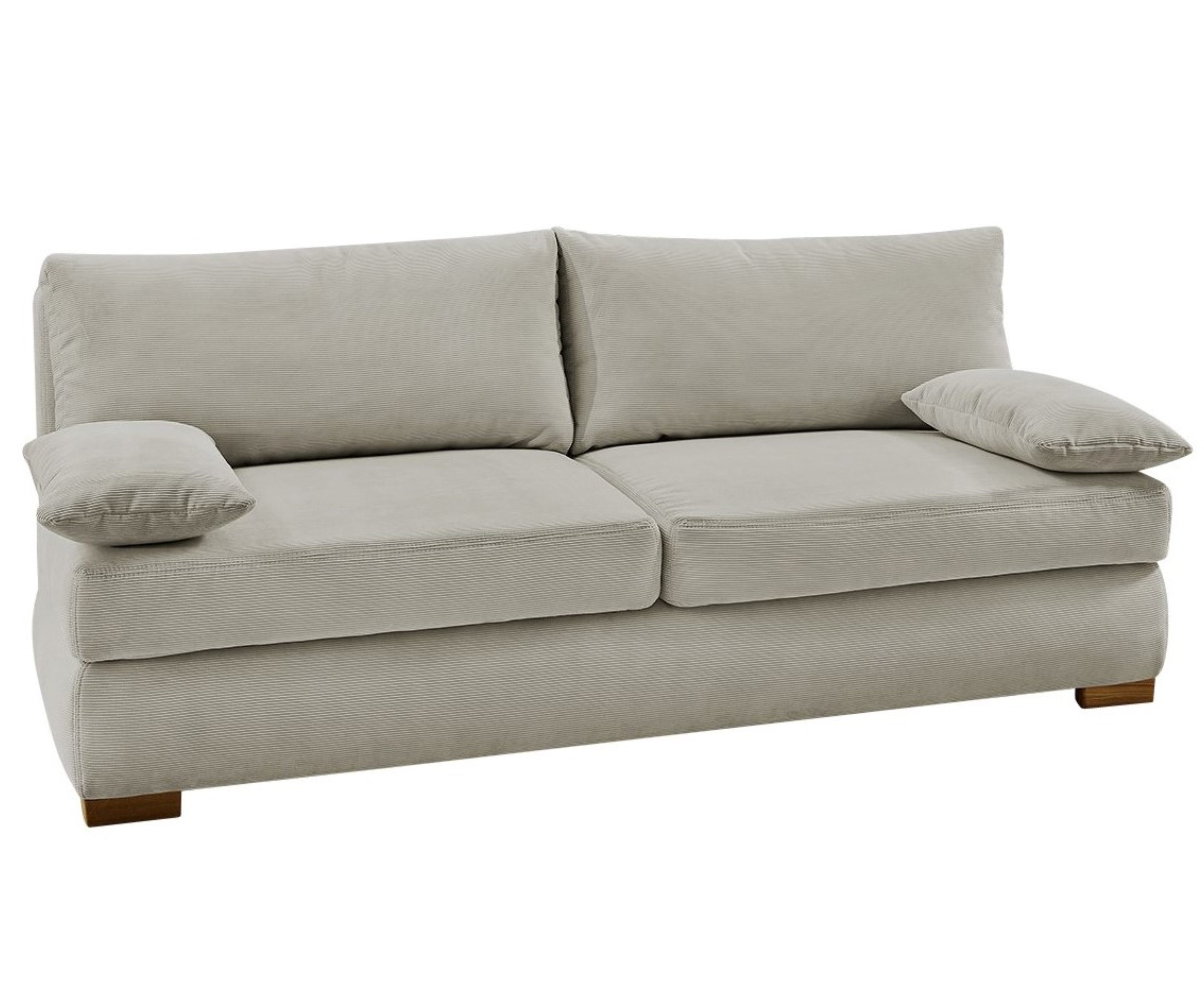 luma-home Schlafsofa 15151, Dauerschläfer mit Bettkasten B201/T110/H88 cm, Liegefläche 160x200 cm, Federkern, Wellenunterfederung, separater Topper, Feincord Beige
