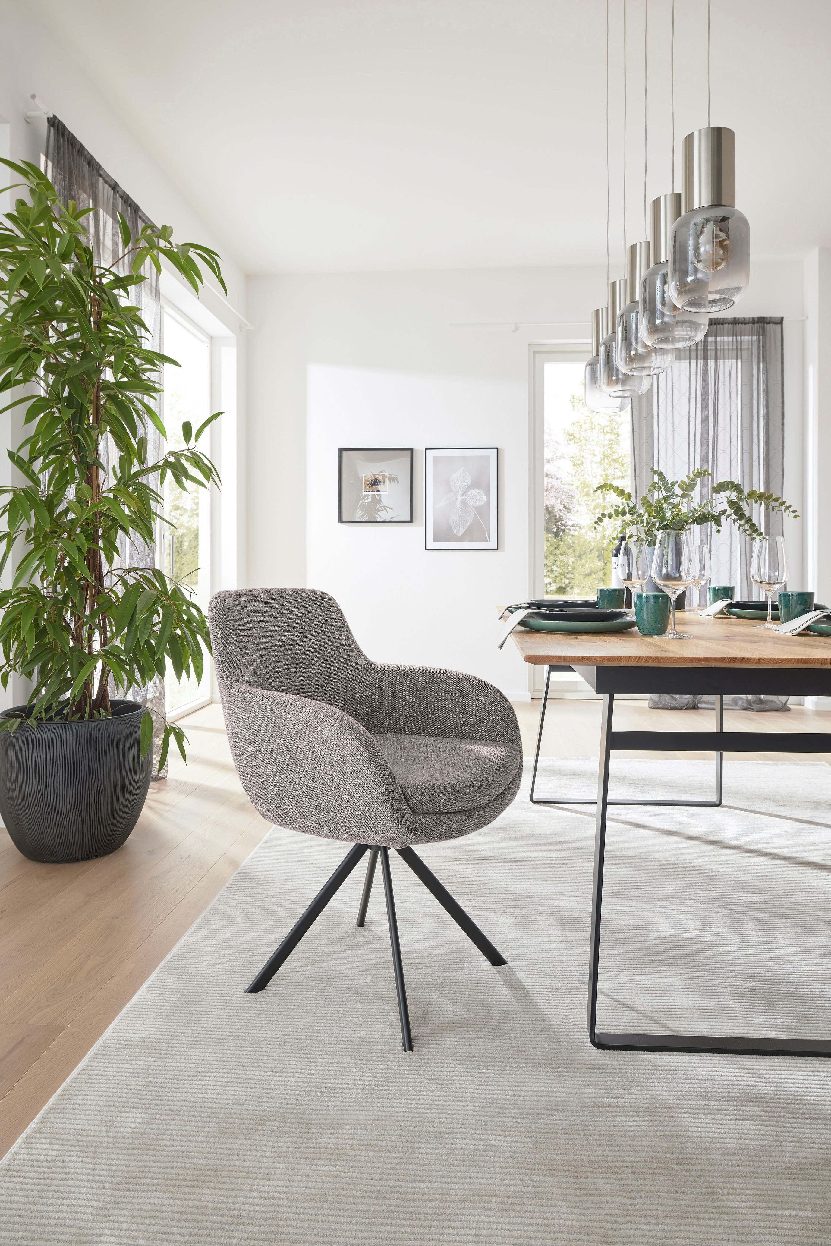 Musterring Esszimmerstuhl Tavia (Set, 2 St), Stativgestell Eisen schwarz, Drehfunktion optional, diverse Farben