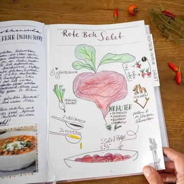 Eine der Guten Verlag Notizbuch Rezeptbuch - Meine liebsten Rezepte, Rosa, DIY Kochbuch zum Selberschreiben in A4, Backbuch schreiben, Hardcover