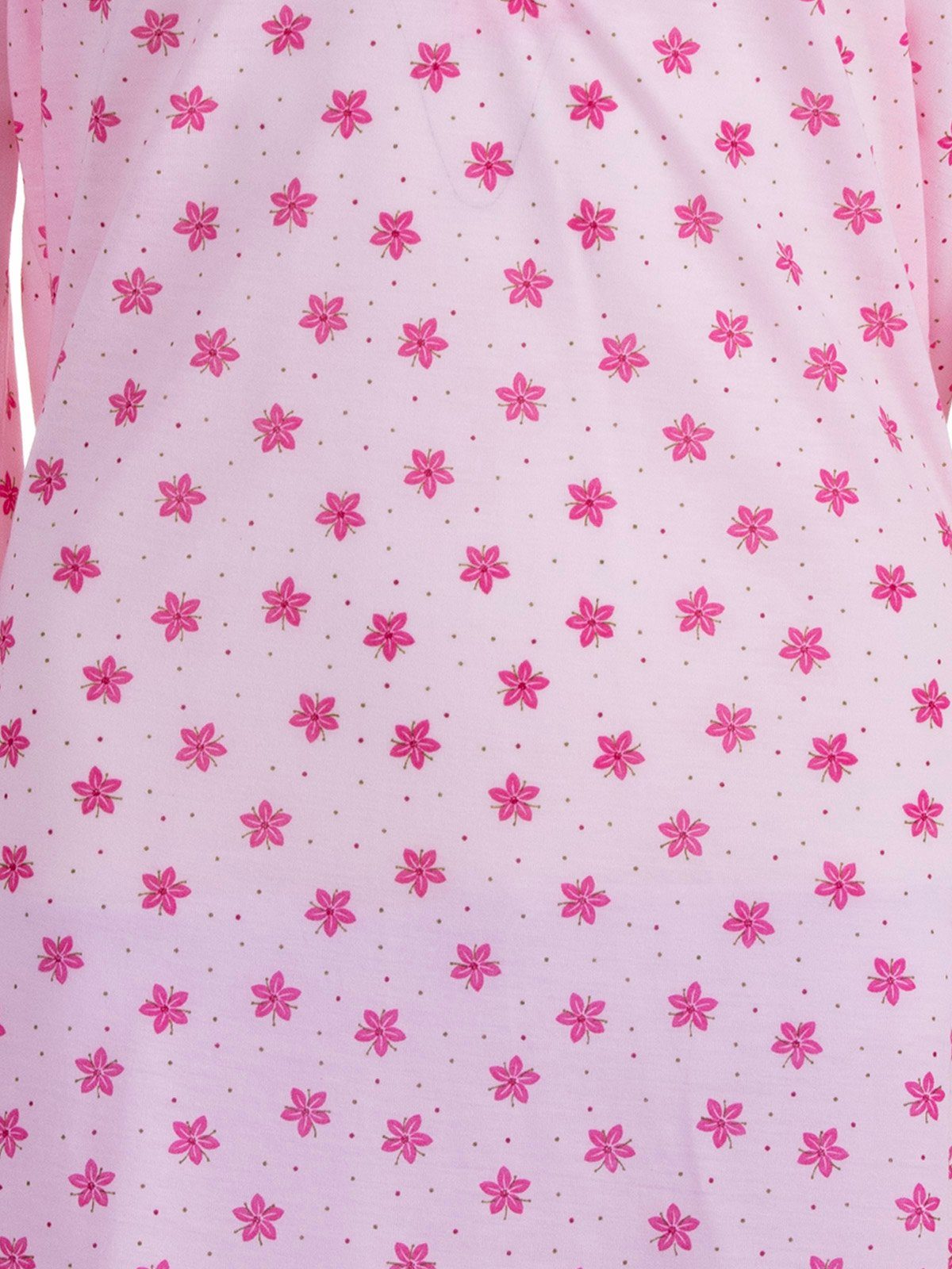 Lucky Nachthemd Nachthemd Langarm - rosa Blüten Pünktchen