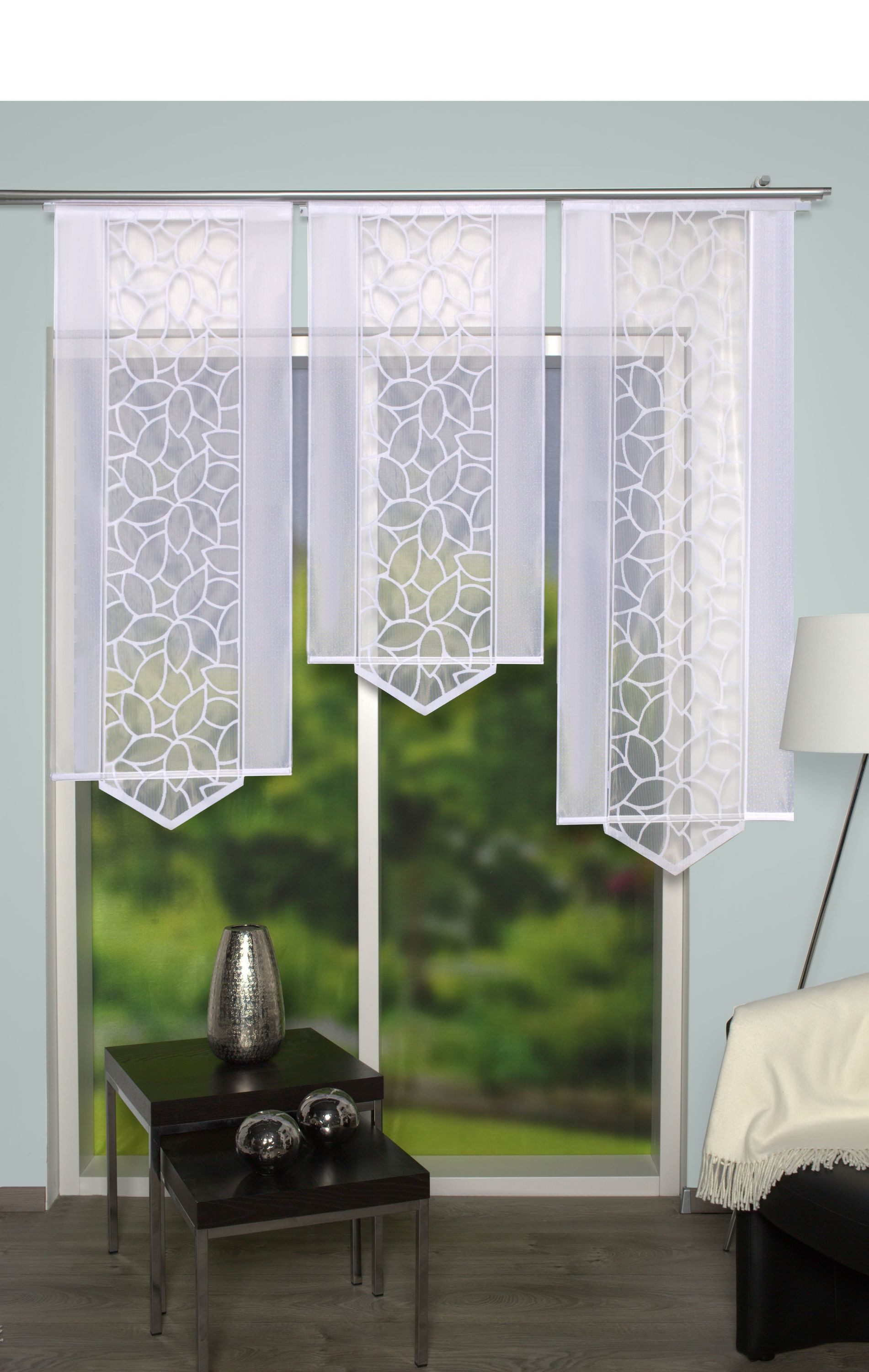 HOME WOHNIDEEN Schiebegardine Home Fashion Schiebevorhang, Polyester, Weiß, 125x57 cm, Paneelwagen, halbtransparent, 100% Polyester