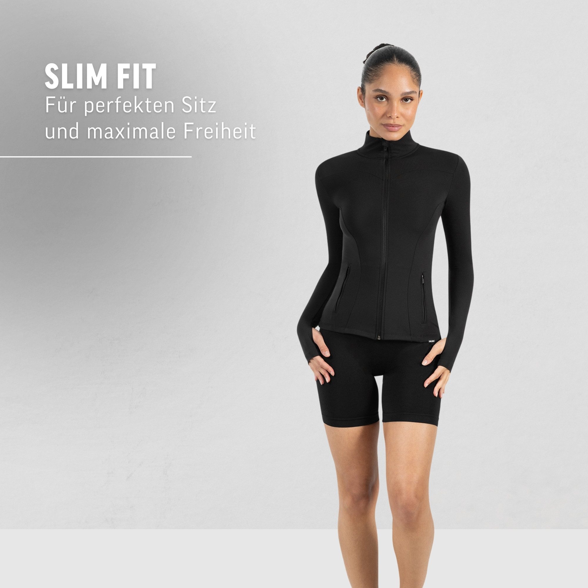 Smilodox Outdoorjacke Kenna, Sportjacke mit tailliertem Schnitt, Windbreaker Laufjacke Sport Oberteil Daumenlöcher Activewear Atmungsaktiv Freizeit Fitness