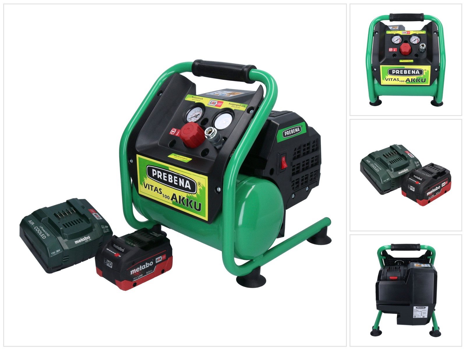 Prebena Akku-Handkompressor VITAS 100-AKKU Kompressor 18 V 5 l 8 bar CAS Brushless + 1x Akku 8,0