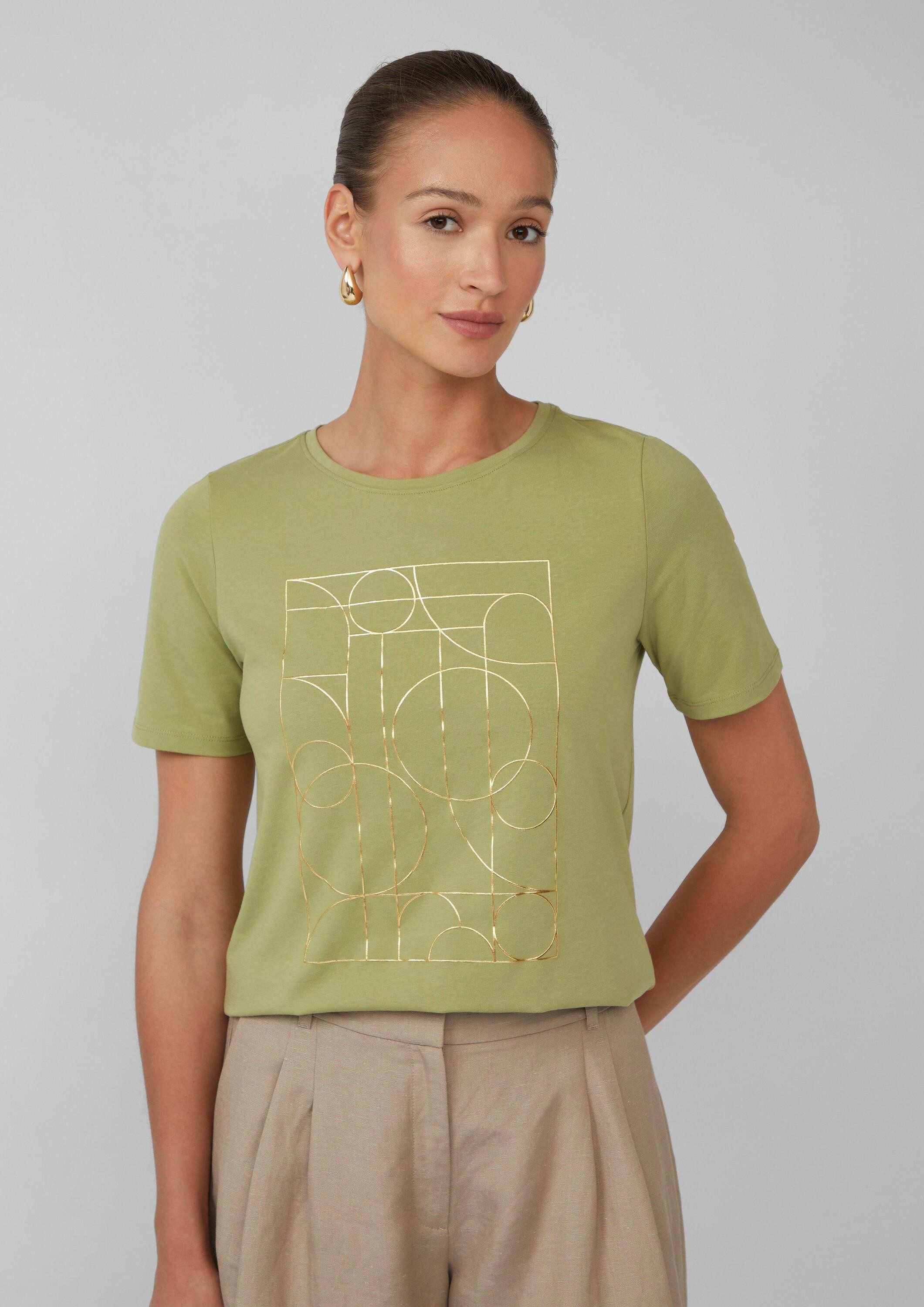 s.Oliver Kurzarmshirt T-Shirt Jersey-T-Shirt mit glänzendem günstig online kaufen