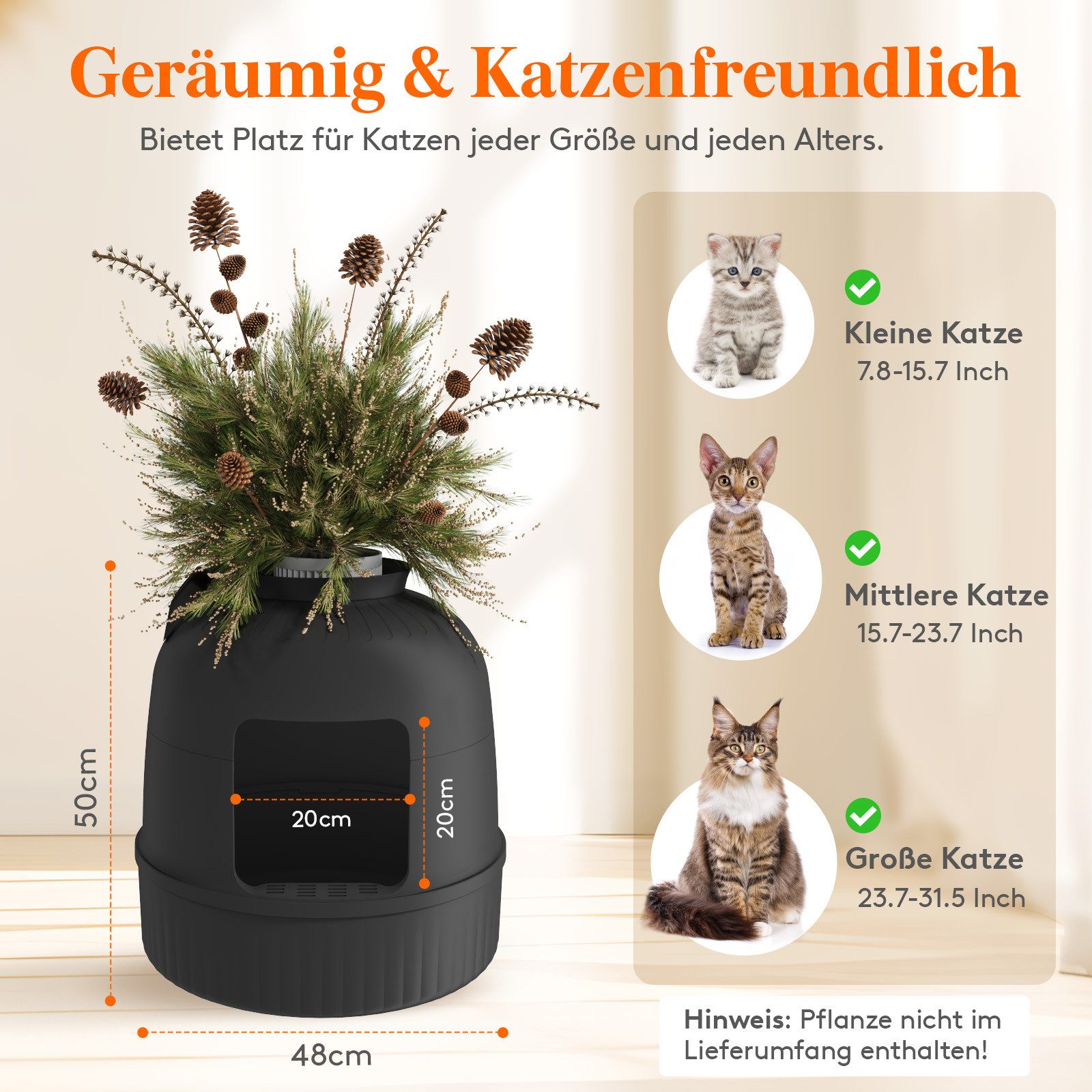 Lifewit Katzenhaus Katzenklo Blumentopf mit Pflanze und Schaufel, Katzentoilette, Versteckt