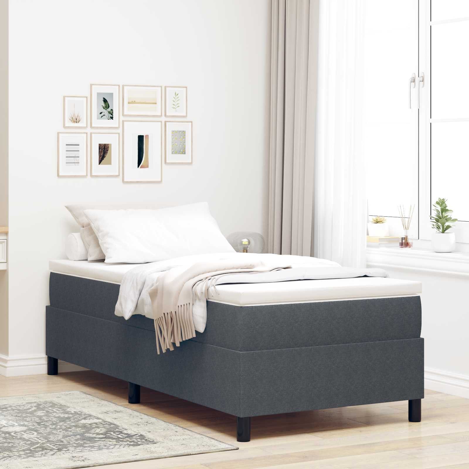 vidaXL Bett Plattformbettgestell Dunkelgrau 90 x 190 cm Cordstoff (1-tlg)