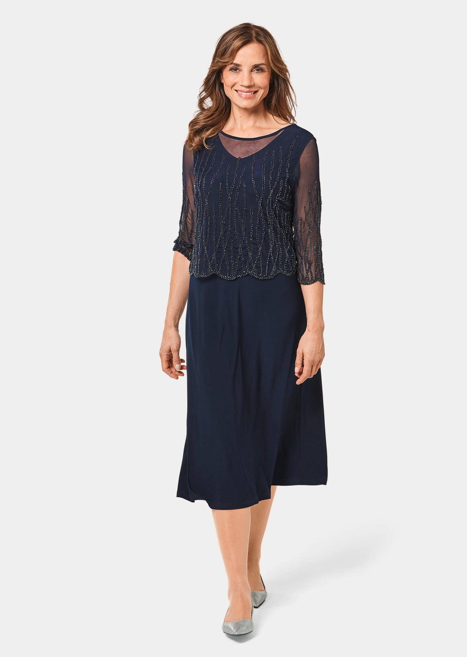 GOLDNER Abendkleid Kurzgröße: Mit Perlen besetztes günstig online kaufen