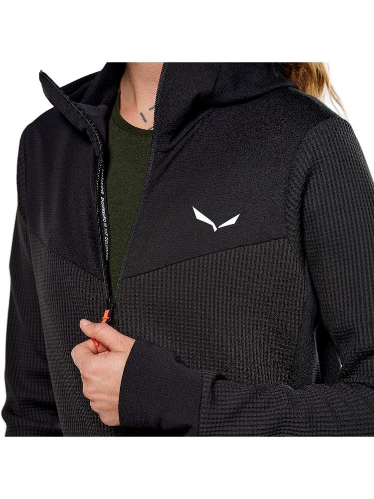 Salewa Fleecejacke Puez Waffle Hybrid Polarlite (mit Kapuze, schnelltrocknend) schwarz