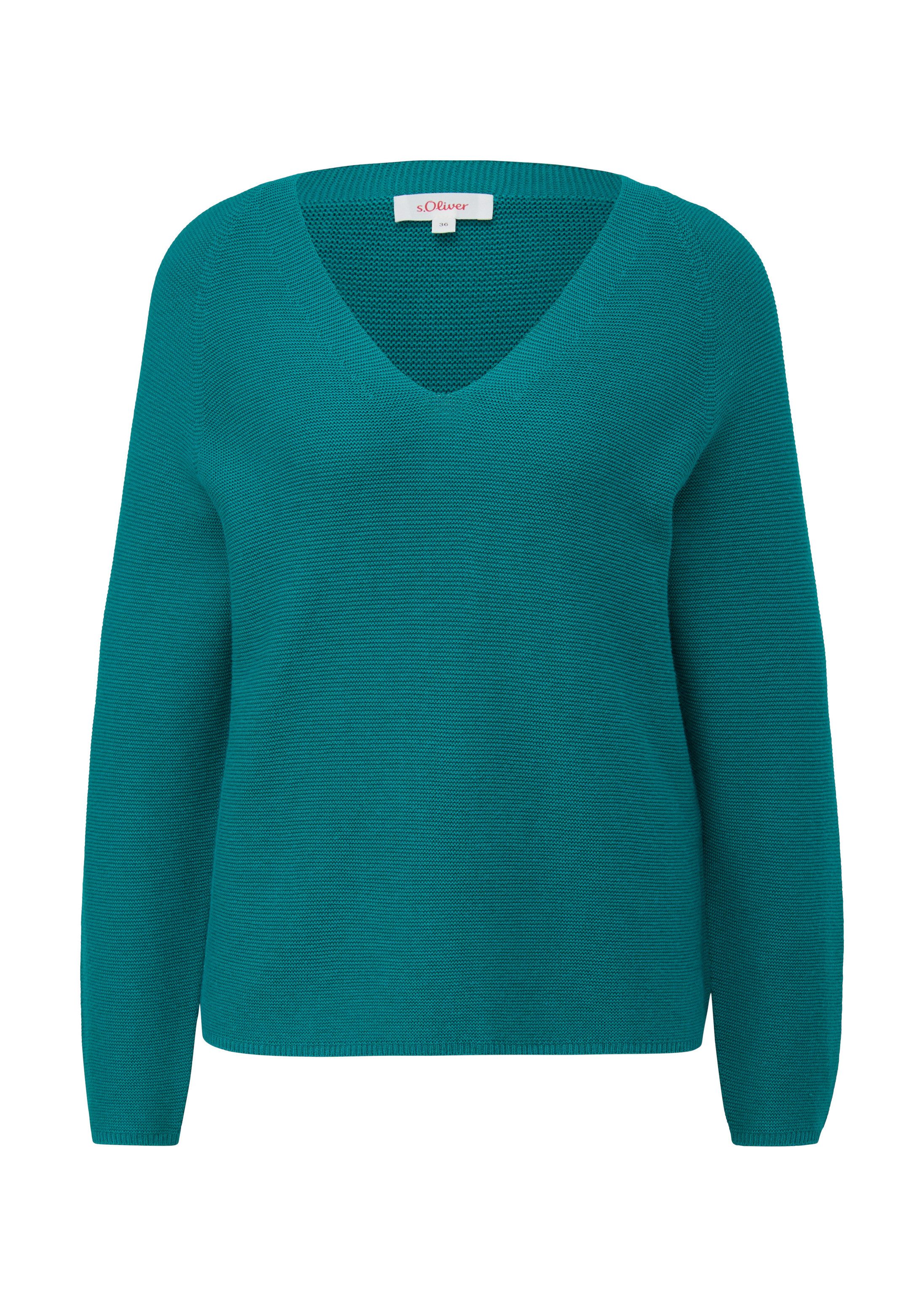 s.Oliver Longpullover Strickpullover Pullover mit V-Ausschnitt