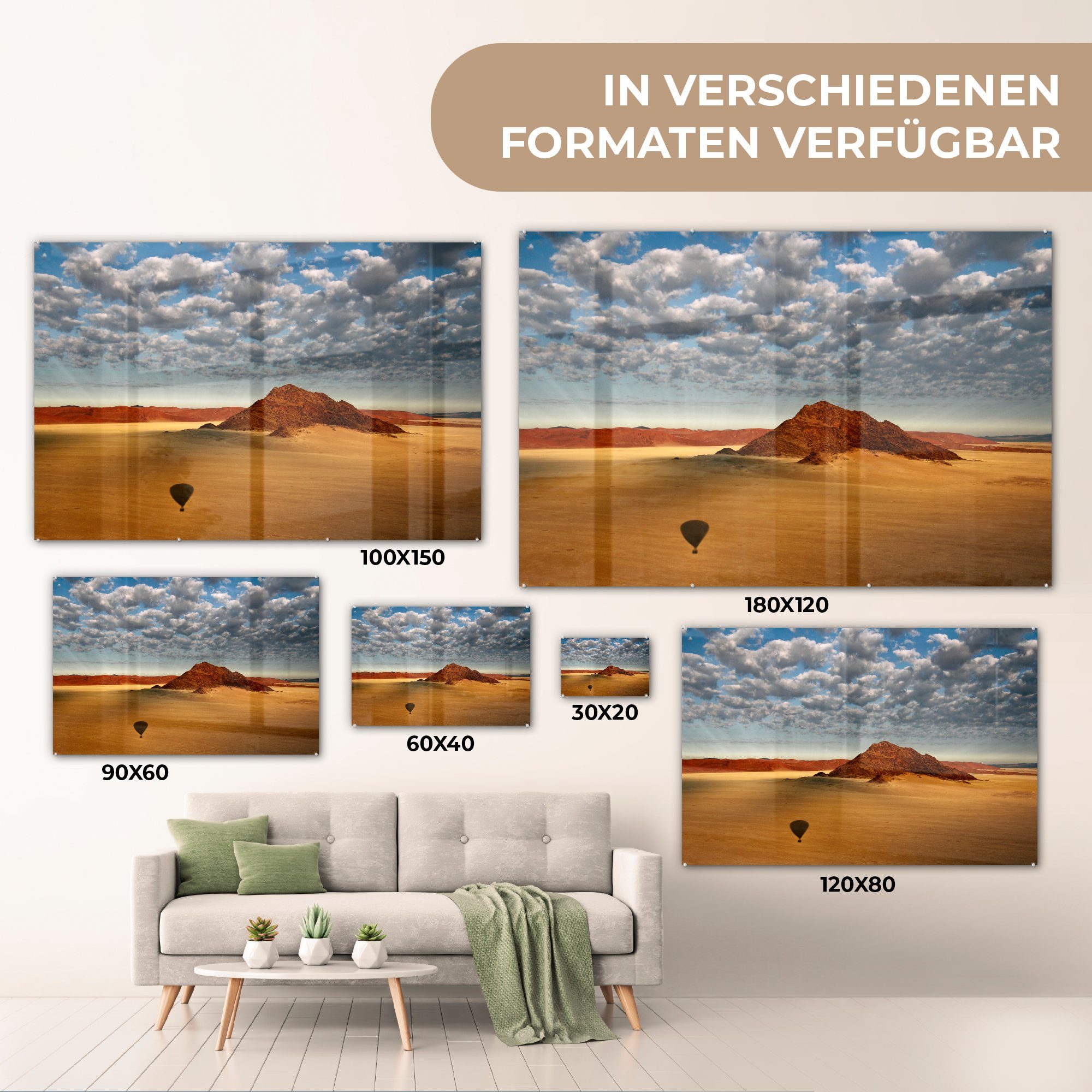 Schlafzimmer Acrylglasbilder des, MuchoWow Wolkendecke roten Acrylglasbild & St), den in Farben (1 der Wohnzimmer über Wüste