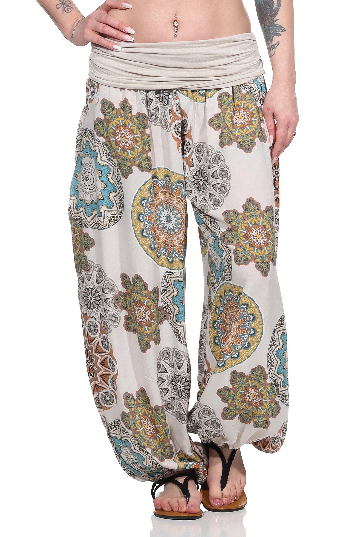 Aurela Damenmode Haremshose »Pumphose für Damen weite und luftige  Sommerhose« (1-tlg) mit elastischem Bund, sommerliches Design